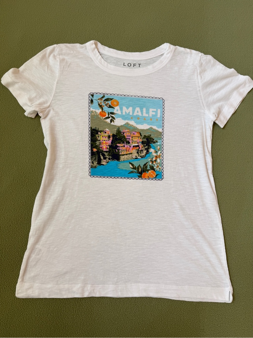 LOFT White Tee with Amalfi Coastal Graphic